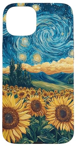 Sunflower Floral Flower Van Gogh Style Starry Night Graphic Case for iPhone 15 Plus