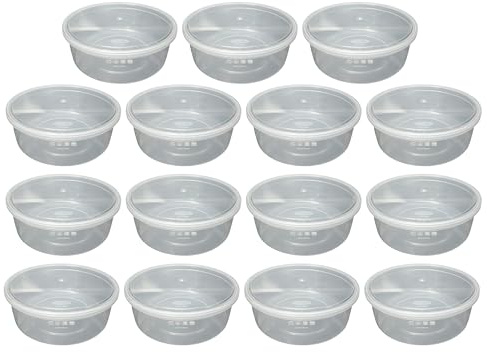TENLITE 15Pcs Clear Round Airtight Containers – Versatile BPA-Free Plastic Boxes for Meal Prep, Bento Cakes, Salads, Takeaway, 3D Printer Filament Care – Microwave & Freezer Safe - (2500ml (2.5Litre))