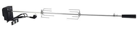 El Fuego® Universal Drehspieß mit Motor | Größe variabel einstellbar | aus Edelstahl gefertigt | Spießlänge bis 120 cm | inkl. 2 Fleischnadeln | Gasgrills mit 2 bis 6 Brennern | Tragkraft bis 8 kg