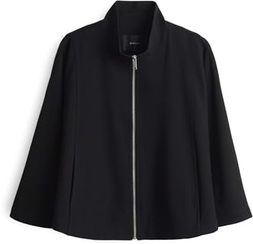 OPUS Damen Jacke | JULLA Loose Kurzjacke im modernen Cape Style Black, M