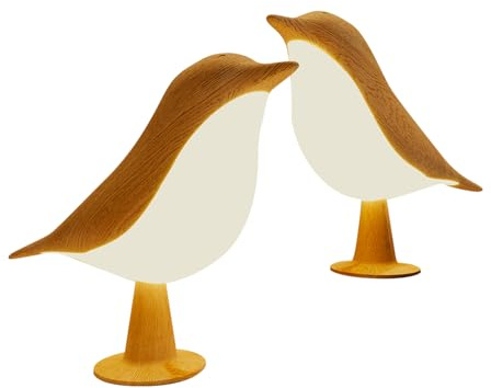 CATAVANA - 2 Stück Nachtlampen mit Touchscreen Vogel – wiederaufladbar über USB – LED – 6 W, 3 Farben verstellbar (3000 K-6000 K) – Dimmbar – ABS + PC – Akkulaufzeit 8 – 10 Stunden – nicht wasserdicht