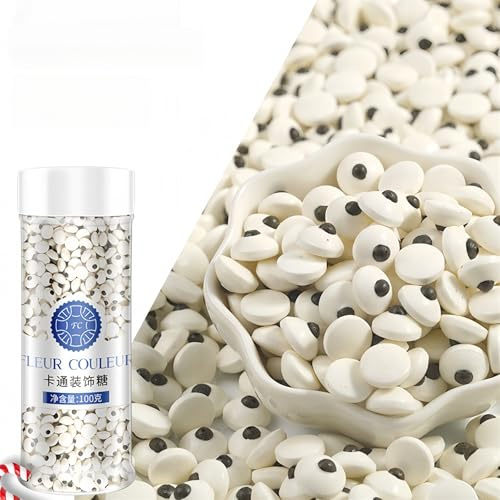 Perle Comestible Pour Gâteau - 120 g/130 g Bonbons Colorés - Perles, Étoiles, Vermicelles, Yeux D'Halloween Et Bâtonnets De Sucre Pour Décorations De Cupcakes (Yeux d'Halloween 100 g)