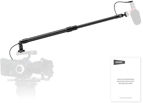 NEEWER Boom Pole Microfono in Fibra Carbonio da 44-92cm, Cavo TRS Maschio a Femmina 3,5mm Integrato, Guida NATO, Cold Shoe, Inclinazione 180°, Max 500g, Braccio Mic per Interviste Riprese Video, BP01