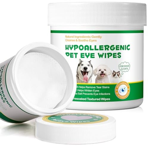 CJXHJY Pack of 150 Dog Eye Wipes, Eye Care Dog and Tear Spot Remover, with Natural Ingredients - Gently Cleans, Soothes, Prevents Eye Infections and Makes Eyes Shine