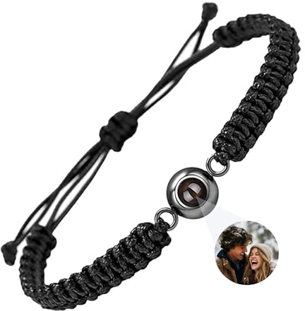 Emoragifou Personalisiertes Armband Mit Foto, Projektions Fotoarmband mit Eigenem Foto, Fotogeschenk als Personalisierte Geschenke für Frauen, Freundin, Herren, Mama, Papa zum Geburtstag Weihnachten
