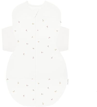 Happiest Baby SNOO Sleep Sack - 100% Organic Cotton Baby Swaddle Blanket - Doctor Designed Promotes Healthy Hip Development (Ivory Cherries, Small)
