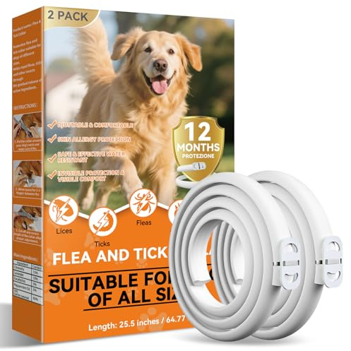 Aarovibe Collar Antiparasitario Perros, Fórmula Natural Segura, Ajustable e Material Impermeable, 65cm Adecuado para Todas Las Tallas de Perros, Protección 12 Meses (2 Pack)