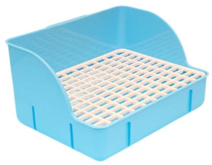 Ysyqkn Eck Kaninchentoilette, Spritzwassergeschützte Toilette mit Netzboden, Ideal für Ratten, Chinchillas, Hamster Und Frettchen, Blau