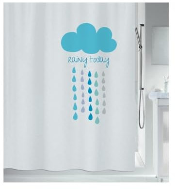 Spirella Rideau de Douche Polyester Cloud 180x200cm Bleu & Blanc