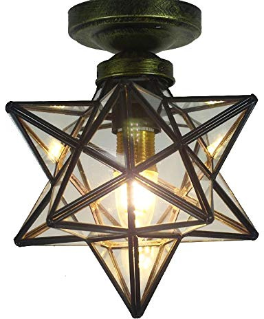 Star Ceiling Light Shade Clear Glass Transparent Lampshade Chandeliers Lights Loft for Corridor Aisle Door Bar Bedroom Restaurant Living-room Home Lighting
