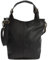LECONI Henkeltasche Echtleder Vintage-Look Damentasche für Shopping Handtasche für Damen Leder Shopper mit Trageriemen Beuteltasche für die Arbeit, Büro oder Alltag 34x35x10cm schwarz LE0054-wax
