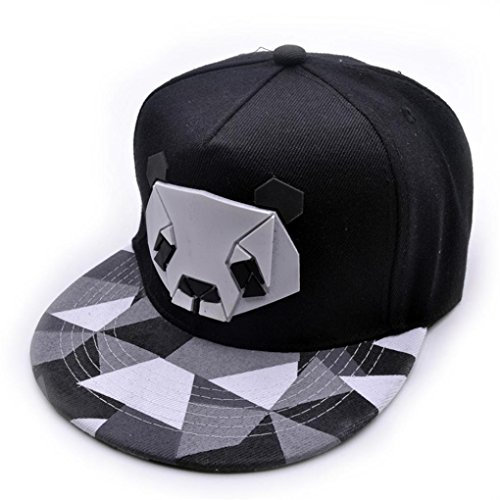 Elecenty Unisex Basecap Snapback,3D Panda Kappe Hip Hop Hut Sommer Baseballkappe Cap Lässige Mütze Visier Sonnenhut Sonnencreme Einstellbare Junges Mädchen Sportmütze Top (Freie Größe, Schwarz)