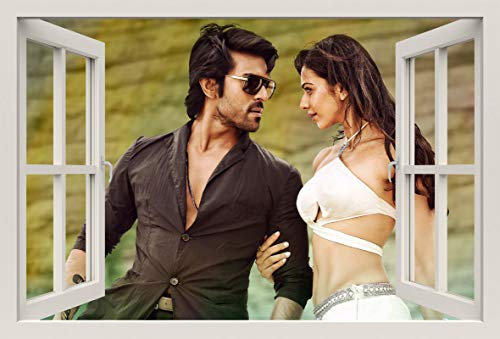Unified Distribution Ram Charan Rakul Preet Bruce Lee - Wandtattoo mit 3D Effekt, Aufkleber für Wände und Türen Größe: 92x61 cm, Stil: Fenster