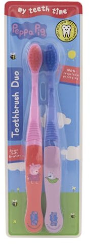 My Teeth Time, Peppa Pig Toothbrush Duo, Zahnpflege für 4-6 Jahre, Doppelpack, Peppa und George, Mehrfarbig