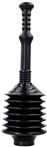 VETTA Professional Bellows Accordion Toilet Plunger, High Pressure Thrust Plunge Removes Heavy Duty Clogs from Clogged Bathroom Toilets, All Purpose Commercial Power Plungers for Any Bathrooms, Black