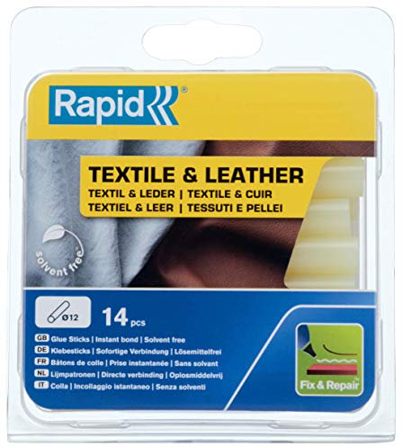 Rapid Heißklebesticks für Textil und Leder, 14 Klebesticks 94mm Länge, Spezialkleber, Heißkleber für Heißklebepistole 11mm, 12mm