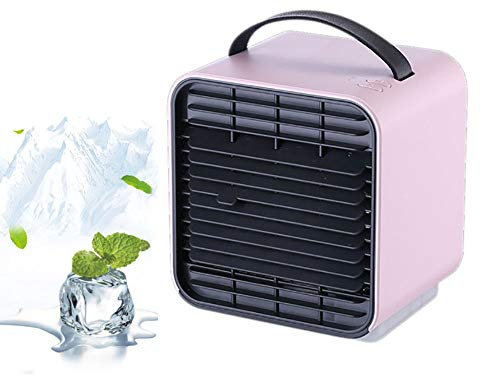 Aire Acondicionado USB, Mini Air Enfriador Portátil Acondicionado sin Ruido, Enfriamiento con Iones Negativos, 3 Velocidades Y LED Luz Nocturna