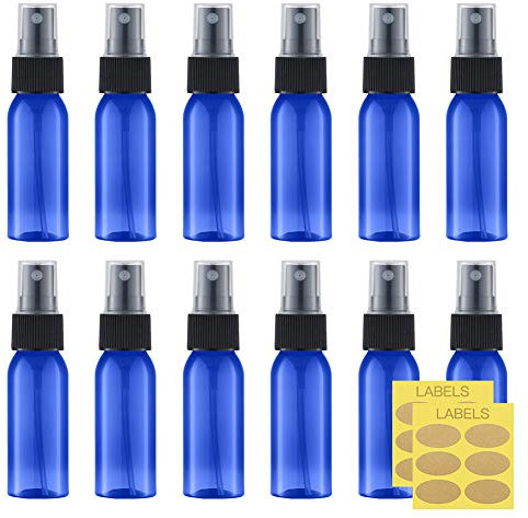 Toureal 30ML Fine Mist Spray Bottle 12pcs Empty Travel Small Mister Refillable Dispenser, Spritzer Container for Cosmetics Blue
