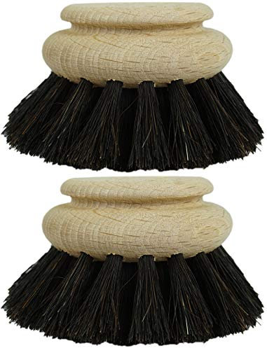 Novaliv 2X Ersatzbürste I Rosshaar I groß I Wechselkopf Holz Spülbürste Abwaschbürste Küchenbürste Geschirr Bürste Scheuerbürste Putzbürste Bürste Küche Dish Brush