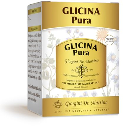Dr Giorgini GLICINA PURA Integratore in polvere - 250 g | Glicina pura polvere, senza additivi. 4800 mg per 1 dose, pari a 52 dosi per confezione da 250 g