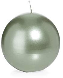 Wiedemann Kerzen Kugelkerzen Silber Ø 100 mm, 6 Stück, rußarm, tropffrei, hochwertiger Docht