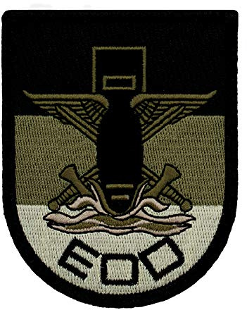Café Viereck ® Bundeswehr EOD Wappen Pionier Kampfmittelbeseitigung Patch Gestickt mit Klett - 8 cm olivgrün