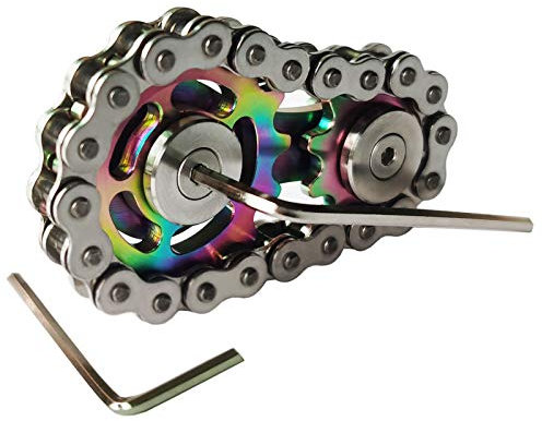 Bitopbi Kettenrad Fidgets Kette Edelstahl Fidget Cube Gear Linkage Bike Kette Neuheit Fidget Block Kinetic Schreibtisch Spielzeug Metall EDC Fokus Meditation Break Bad Habits ADHS (Bunt)