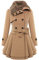 EFOFEI Damen Winter Fashion Duffle Mantel mit Pelzkragen Faux Fur Reverskragen Zweireiher Knopf Dick Wollmischung Gefaltet Saum Trench Mantel Kleid Jacke mit Gürtel Braun S