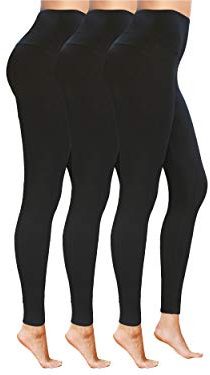 High Waist Womens Leggings - 4 Way Stretch Yoga Pants - Ankle Length Jeggings for Women, No See-Through Tummy Control Soft Squat Proof Leggings (S-M, Black 3 Pack)