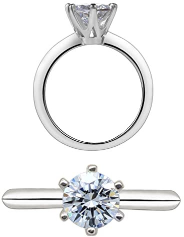 ADKOMN Modeschmuck Verlobungsring Solitärring 0,5-2,0 Karat Rundschliff Zirkonia weiß, Stein, 0,5 Karat