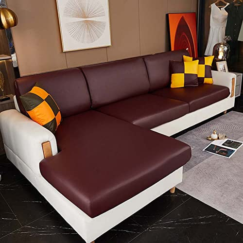Luxuriöser Sofabezug aus PU-Leder für 2-, 3-, 4-Sitzer, wasserdicht, dehnbar, Ecksitzbezug mit Gummizug, Couch-Schild, Möbelschutz für Haustiere und Kinder