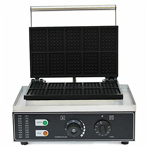 SHZICMY Kommerzieller Waffeleisen Elektrischer Waffelmaker Waffelmaschine Edelstahl Antihaftpfanne Waffelgerät Maker Waffeleisen-Bäcker Maschine 1500W