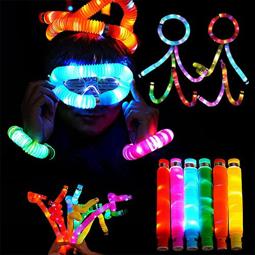 NAVESO Pop Tubes Leuchtend, 12 Stück Leuchtstäbe, Pop Tube, LED Pop Tube, Leuchtarmbänder, LED Pop Tubes Knicklicht Sticks, Kind Party Geschenke Tube, Leuchtspielzeug für Geburtstagsparty