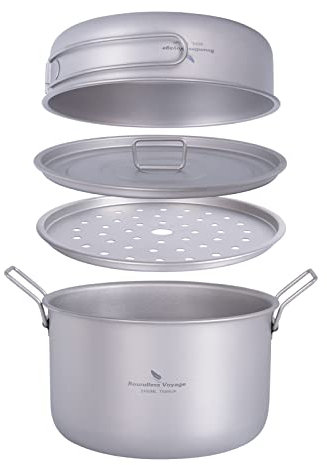 Boundless Voyage Camping Cookware Lightweight Cooking Pot Set Titanium Pot Portable for Outdoor Cooking Traveling Hiking Trekking Backpacking, 1-5 Person (108C+68C+29P)