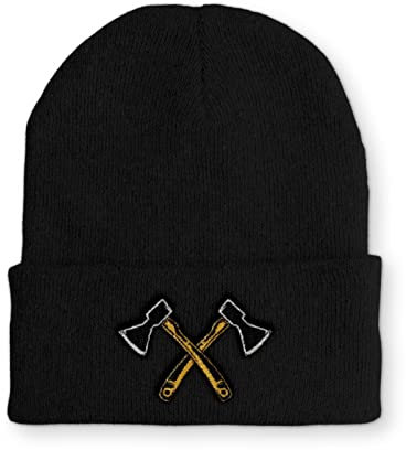 tshirtladen Mütze Axt Holzfäller Waldarbeiter Statement Wintermütze Wald, Farbe: Black
