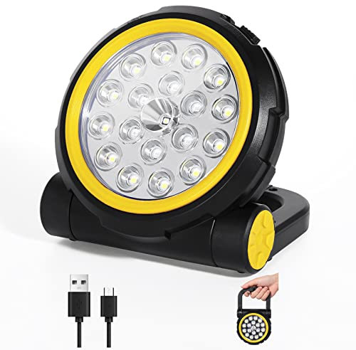 AGM LED Strahler, 5200mAh Akku Tragbares Notlicht 10W 800LM Superhell Campinglampe, 180° faltbarer & USB-Aufladung, IPX5 Arbeitsleuchte mit 4 Lichtmodi, für Stromausfällen, Camping, Außenbereich