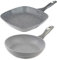Salter COMBO-8601A Frying Pan & Griddle Set, Non-Stick Kitchen Pans, Induction Hob Suitable, Forged Aluminium, Grill and Sauté Steak/Fish/Meat/Vegetables, Marblestone Collection, 28 cm, Grey