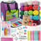 Craftwiz Ultimatives Anfänger-Häkelset für Erwachsene und Kinder – Häkeln lernen mit komplettem Häkel-Starter-Set – perfektes Häkelset für Anfänger – enthält 20 Garnknäuel, 9 Haken, Häkelbuch