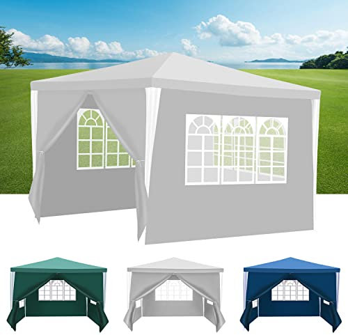 Yakimz - Cenador de jardín (3 x 3 m, impermeable, protección UV, estable, resistente al invierno, con 4 paredes laterales y ventanas, para exteriores, jardín, fiestas, bodas, mercados,