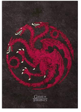 Displate Offiziell Game of Thrones MetallPoster Magnetische Befestigung Inklusive Lizenziert Bilder Hochwertiges Poster Dark Sigils - Targaryen Dark Sigil 45 cm x 32 cm