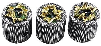 Guyker Guitar Bass Potentiometer Control Knobs with 6mm Dia. Shaft Pots - 3PCS Zinc alloy Speed Tone Volume Knob Replacement Part, (Gold Snake Shape Top, Ancient Silver body)