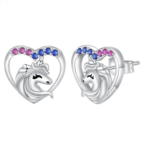 Yinsen Pferde Ohrringe 925 Sterling Silber Mädchen Pferd Ohrstecker Pferde Schmuck Tier Ohrringe Hypoallergene Schmuck Geschenke für Schwester Damen Mädchen