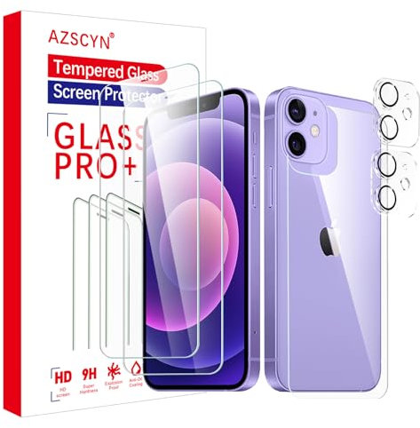 Rückseite Schutzfolie für iPhone 12 Mini, 2 Stück Panzer Schutz Glas + 2 Stück Kamera Panzer Schutz Glas, HD Klar Schutzglas Panzerfolie, Displayschutzfolie-kratzfest-9H-Härteglas (iPhone 12 Mini)