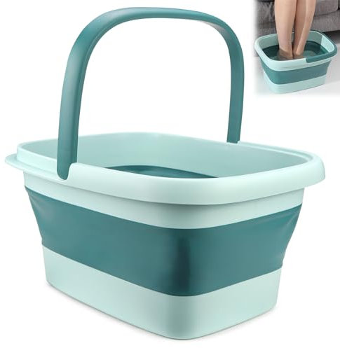 Rierousy Baño de Pies Plegable de 15 L, Bañera Con Burbujas y Masaje Para Pedicura y Alivio de la Fatiga (Verde Claro)