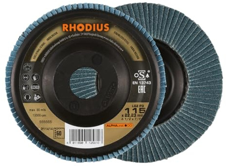 RHODIUS ALPHAline LSZ P3 Fächerschleifscheibe 115 x 22,23 mm K80 10 Stk