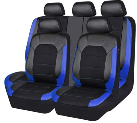 BioNyt Auto Sitzbezüge für Hyundai i10 i-10 / i10 N Line 2000-2023 2024, 9 Stück rutschfest Wasserdicht Atmungsaktiv Leder Autositzüberzug Sets, Innenraum Zubehör,Blue