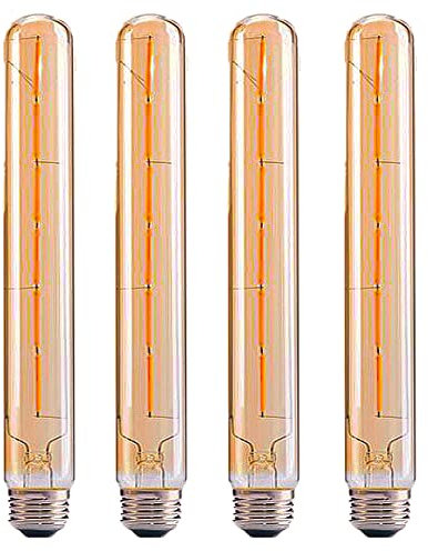 ZHIYUE 4er E27 Filament Glühbirne 6W Edison Lampen T300 Filament Leuchtmittel 600LM Warmweiß 2700K,Nicht Dimmbar,Flöte röhrenförmige dekorative Glühbirne, Wandlampe
