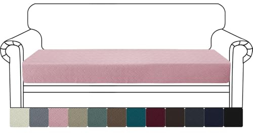 YSTELLAA Stretch Sitzkissenbezug, Sofa Sitzkissenbezug rutschfest, Elastischer Sofa Sitzkissenbezüge, Universal Sitzkissen Bezug Wohnzimmer, Sofaschoner, 3 Sitzer, Rosa
