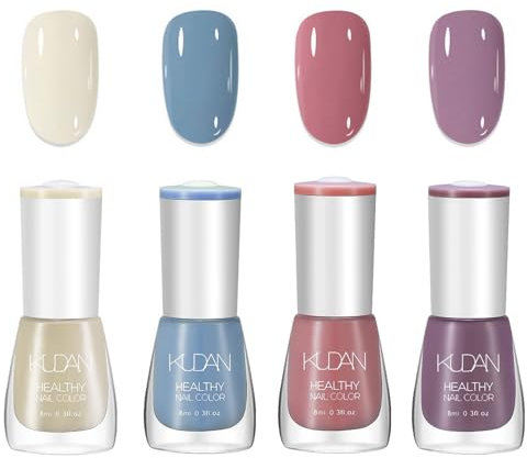 DMQ Pastel Nail Polish Set, 4Pcs Candy Macaroon Nail Varnish, Quick Dry & Long Lasting Spring Summer Water Based Natural Nail Polish Gel for Women Girls DIY Nail Art at Home - No Need UV Lamp