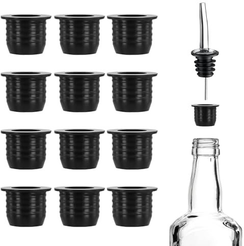 12 Adaptateurs pour Bec Verseur d'Alcool, Adapté aux Grandes Bouteilles d'Alcool et aux Bouteilles d'Huile d'Olive Jusqu'à 25mm Col Convertit n'Importe Quel bec Verseur en un Grand bec Verseur
